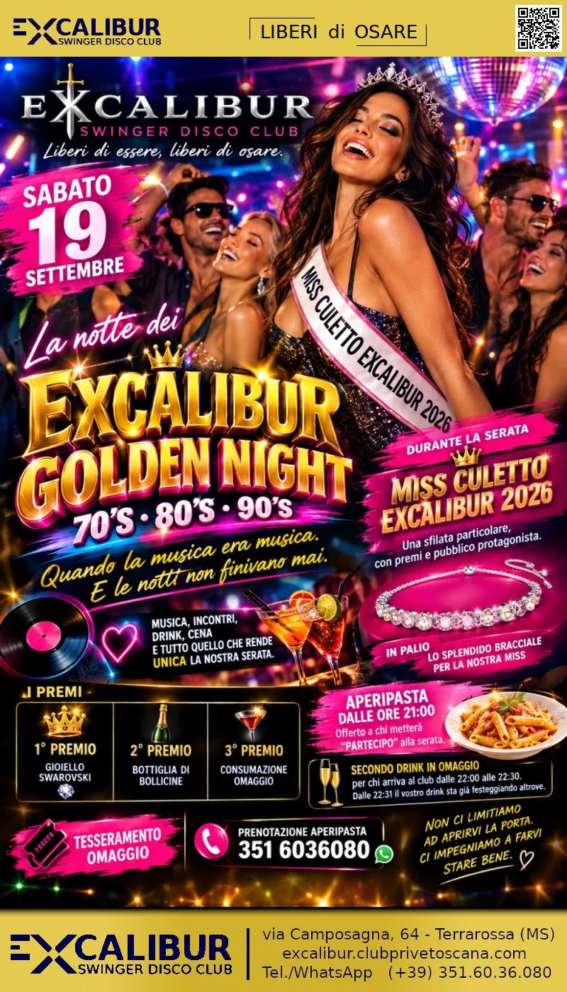 Swinger club prive evento EXCALIBUR GOLDEN NIGHT